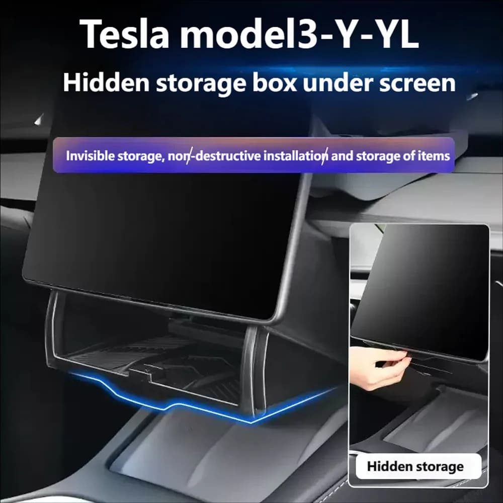 Per Tesla Model 3-Y-YL-Refresh: Vano portaoggetti a scomparsa con apertura e chiusura magnetica, ampio spazio di archiviazione nascosto