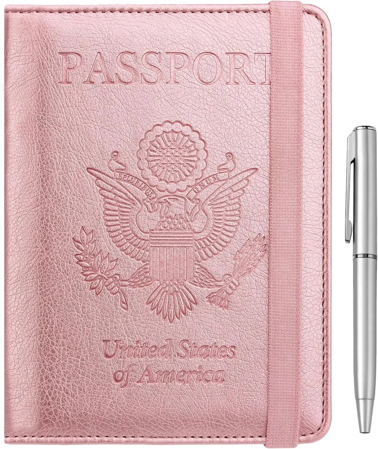 Porta Passaporto con Protezione RFID, Scomparti per Carte e Porta Penna - Portafoglio da Viaggio in Pelle PU per Uomo e Donna