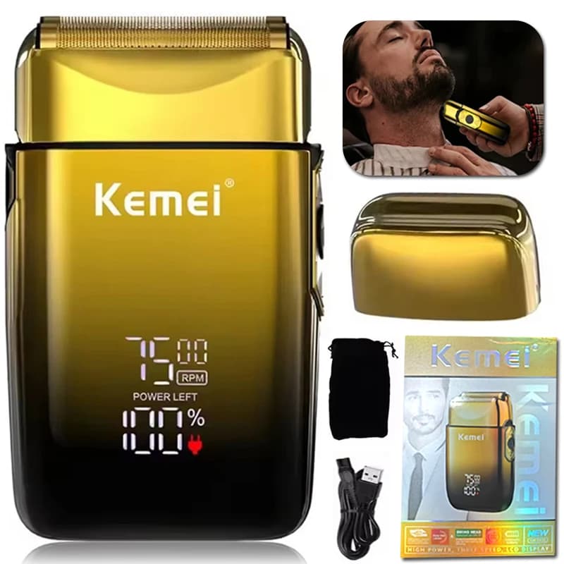 Kemei KM-TX10 Rasoio elettrico Ricaricabile Capelli Barba Rasoio Testa Calva Rasatura per Uomo Elettrico con Display LCD Macchina per Taglio di Capelli