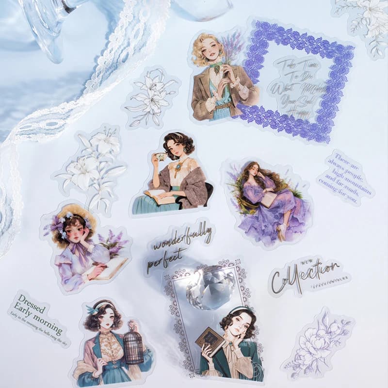 20Pcs/lot Lace Cartoon Girl Sticker Pack Sweet Cute Style Journal DIY Collage Decor Supplies