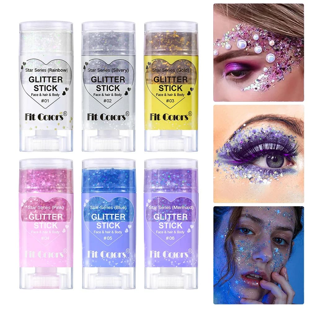 5 colori body painting paillettes stick viso labbra stella glitter polvere ombretto festival trucco scenico