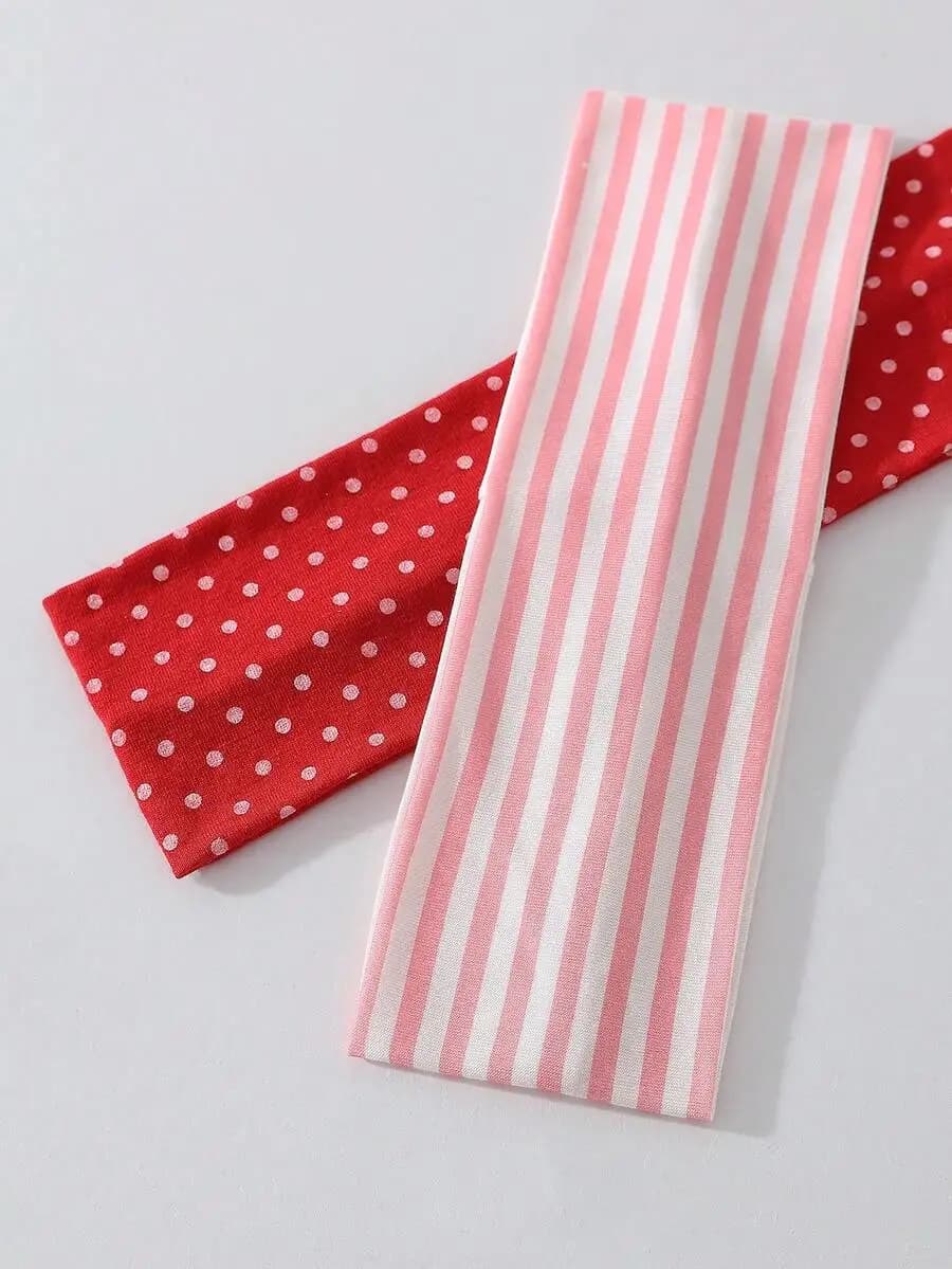 2 fasce per capelli da donna con stampa a pois e righe, morbide e antiscivolo, accessori elastici per capelli per yoga quotidiano e viaggi