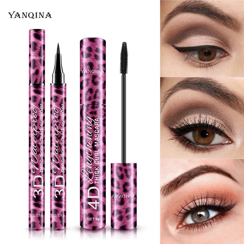 Long-Term Waterproof 4D Eyeliner Liquid Eyeliner Set for voluminous curled eyelashes and natural eyebrow makeup
