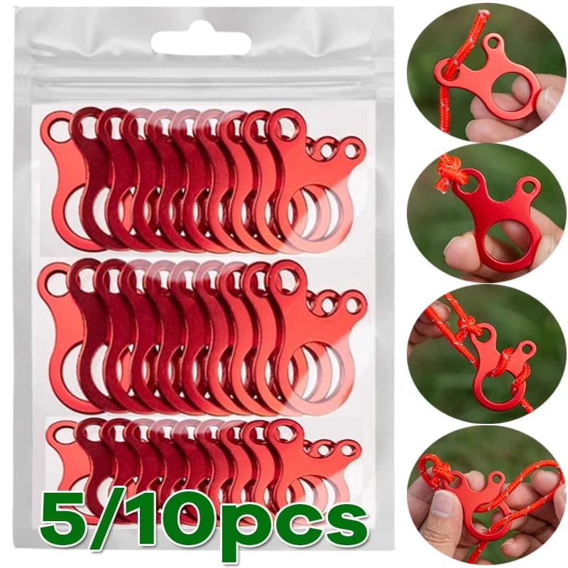 Guy Line Runner Moschettone Hook Hook Wind Keeper Corda Buckle Accessories for curtains 5/10 pieces Camping Tent Fixing cable for rope