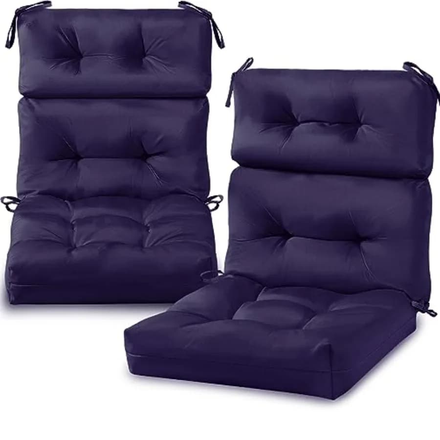 Cuscino per sedia da patio con schienale alto, per interni ed esterni, con schienale trapuntato, per sedie a dondolo, resistente alle intemperie, ricambio per mobili