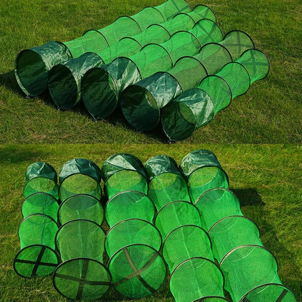 Fishing Net Fish Basket Folding Fish Storage Basket Steel Ring Folding Fish Cage Fishing Trap Net Fish Basket Tackle Accessories
