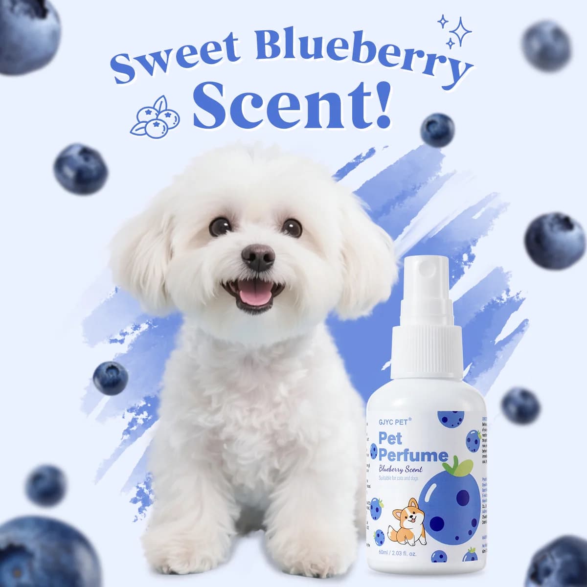 GJYC PET Spray Profumato al Mirtillo Naturale a Lunga Durata Elimina Odori per Cani e Gatti