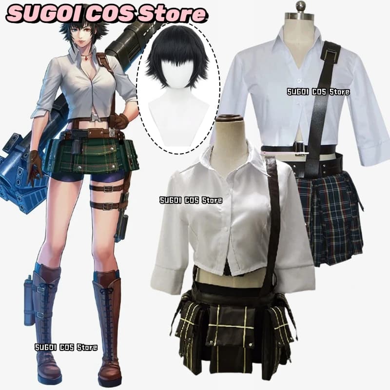 Gioco DMC 5 V Lady Mary Costumi Cosplay Camicia + Gonne corte Abiti da donna Anime Lady Abiti Parrucca Prop Abiti di ruolo Abito