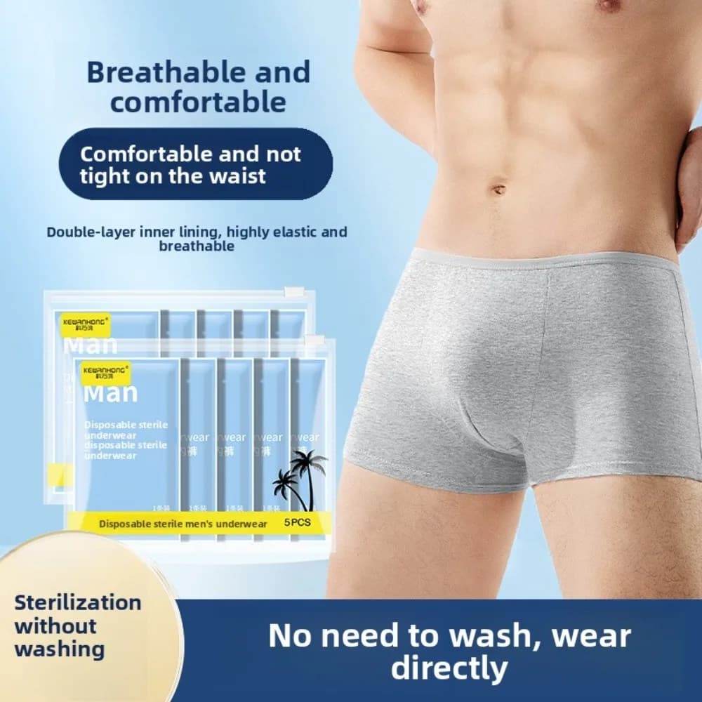 5 Pezzi di Biancheria Intima Monouso da Uomo in Cotone Traspirante Senza Cuciture per Viaggi, Palestra, Hotel, Comoda e Invisibile