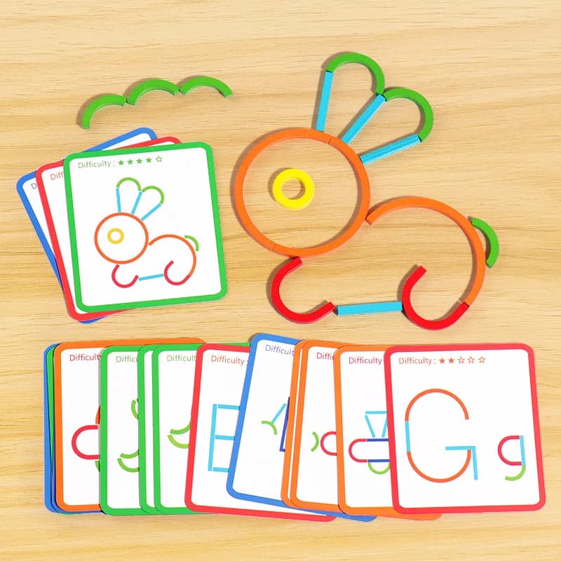 Bastoni e anelli creativi in legno Puzzle Gioco di intelligenza Montessori Giocattoli educativi per la prima infanzia per bambini di 3 anni