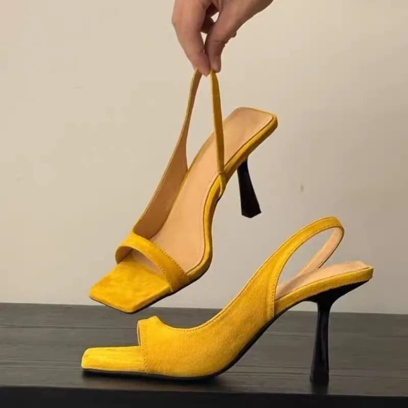 Women's High Heel Sandals, Elegant Luxury Shoes, Fashion slippers, New Sexy Pumps with Square Toe, Women's Day Shoes