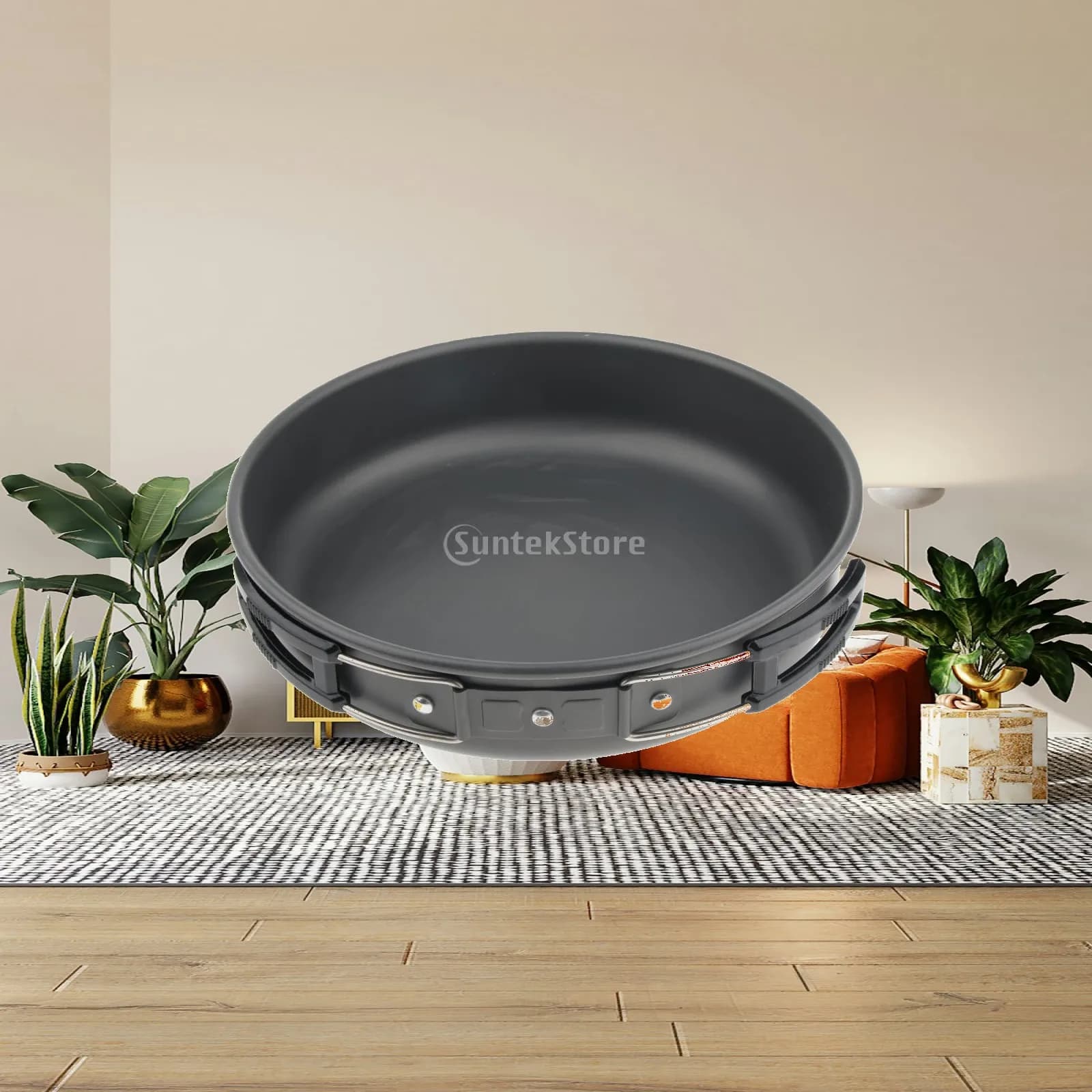 Backpacking Frying Pan Aluminum Nonstick with Lid Foldable Handle Compact Camp Skillet for Outdoor Cooking Hiking Picnic