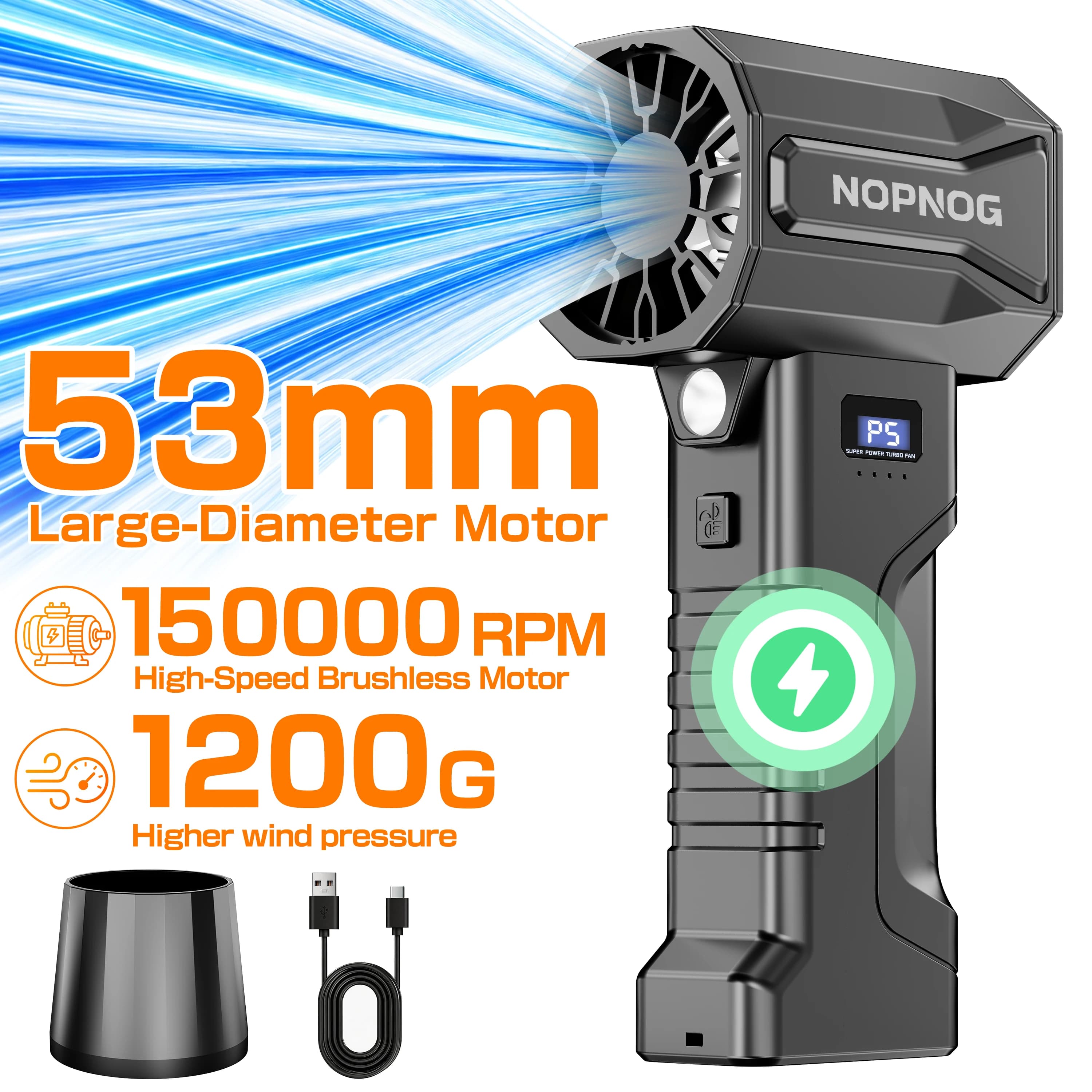 Blower Car Snow Removal Big Hair Dryer Cleaning Blowing Tools Turbo Fan Violent Jet Fan Auto Dust Removal Wind Pressure 1200G