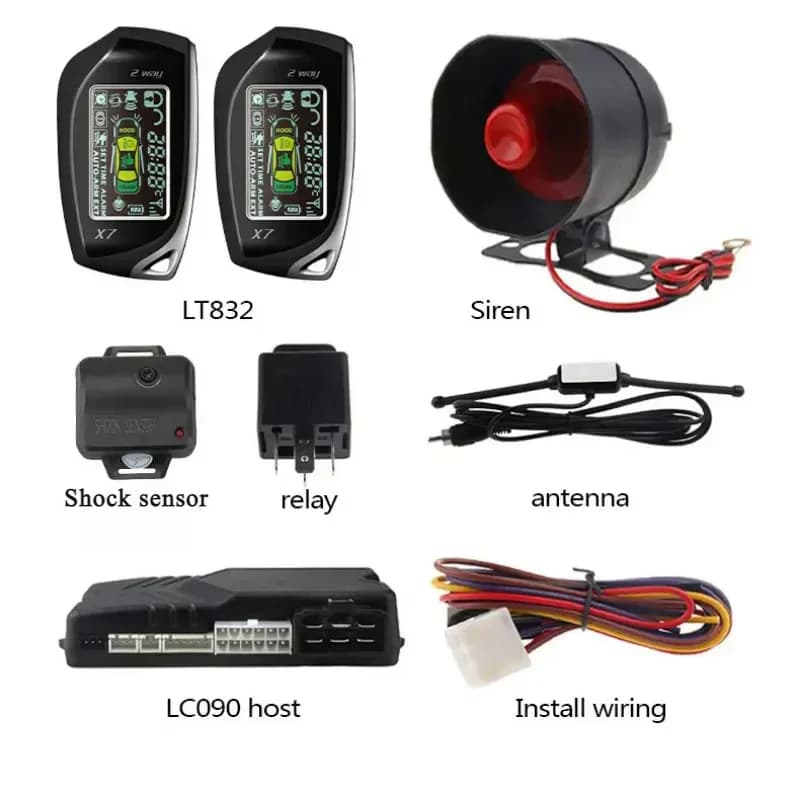 SPY Universal Two Way LCD Car Alarm System immobilizzazione del telecomando Smart Start Stop Button Lock Kit