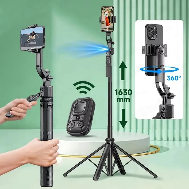 360-degree rotation that follows the recovery mode Cardanic stabilizer Selfie Stick Tripod with light for iPhone Smartphone Live photography