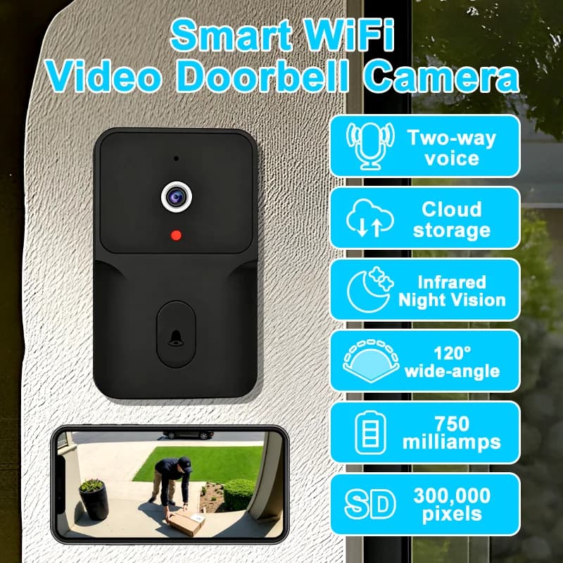 Videocitofono WiFi intelligente Videocitofono intelligente Campanello Visione notturna a infrarossi per sorveglianza domestica con fotocamera