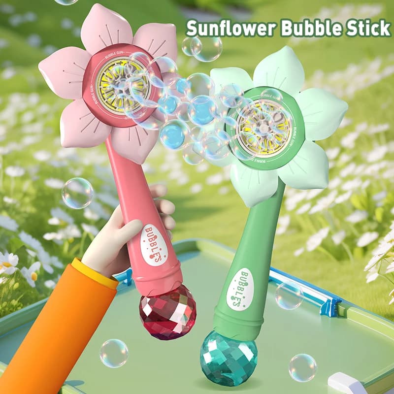 Nuova Pistola per Bolle di Sapone Portatile per Bambini, Completamente Automatica, Senza Perdite, Giocattolo a Forma di Girasole per Esterni