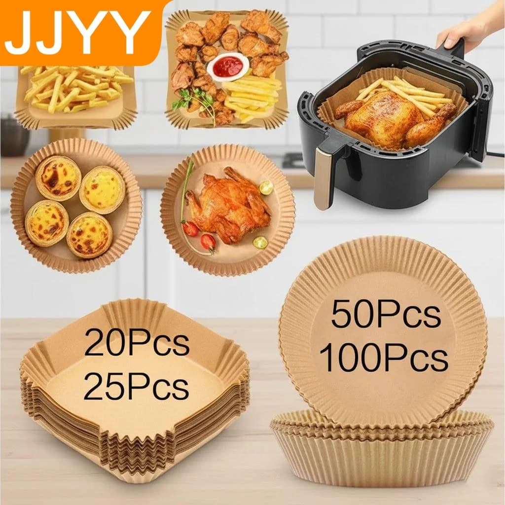 Disposable Air Fryer Baking Sheets 20/25/50/100Pcs Round Square Greaseproof Paper Mat Kitchen Baking Tools