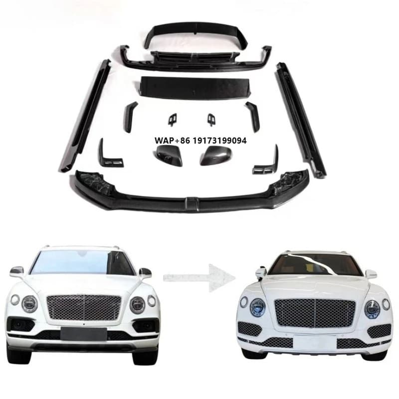 New Bentayga W12 luxury wet and dry carbon fiber bumper kit with rear diffuser and front spoiler 16-23