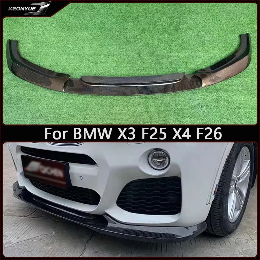 For BMW X3 F25 X4 F26 2014-2017 Carbon Fiber Car Front Bumper Diverter Spoiler Diffuser Front lip chin Car Accessories body kit