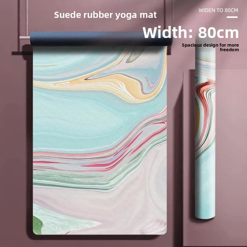 Tappetino Yoga Ultra-Sottile in Camoscio, Gomma Stampata, Spessore 15mm, Pieghevole 5mm, per Fitness ed Esercizi Sportivi, Marca Shan Nai Er