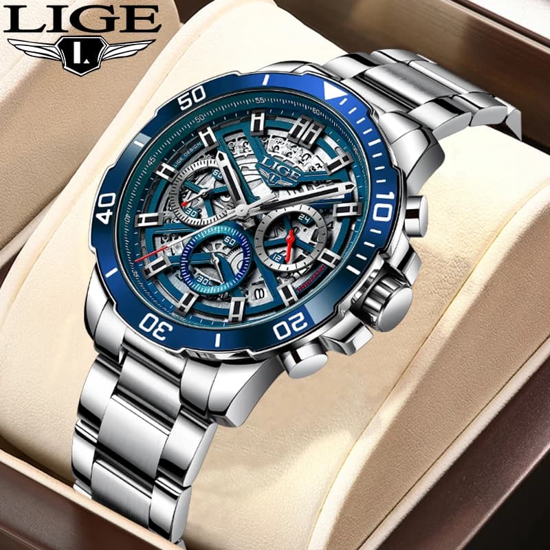 LIGE Luxury Quartz Men's Watch Of Best Brands Waterproof Men's Watch With Stainless Steel Strap Fashion Cava For Men's Watches With Date Reloj Hombre
