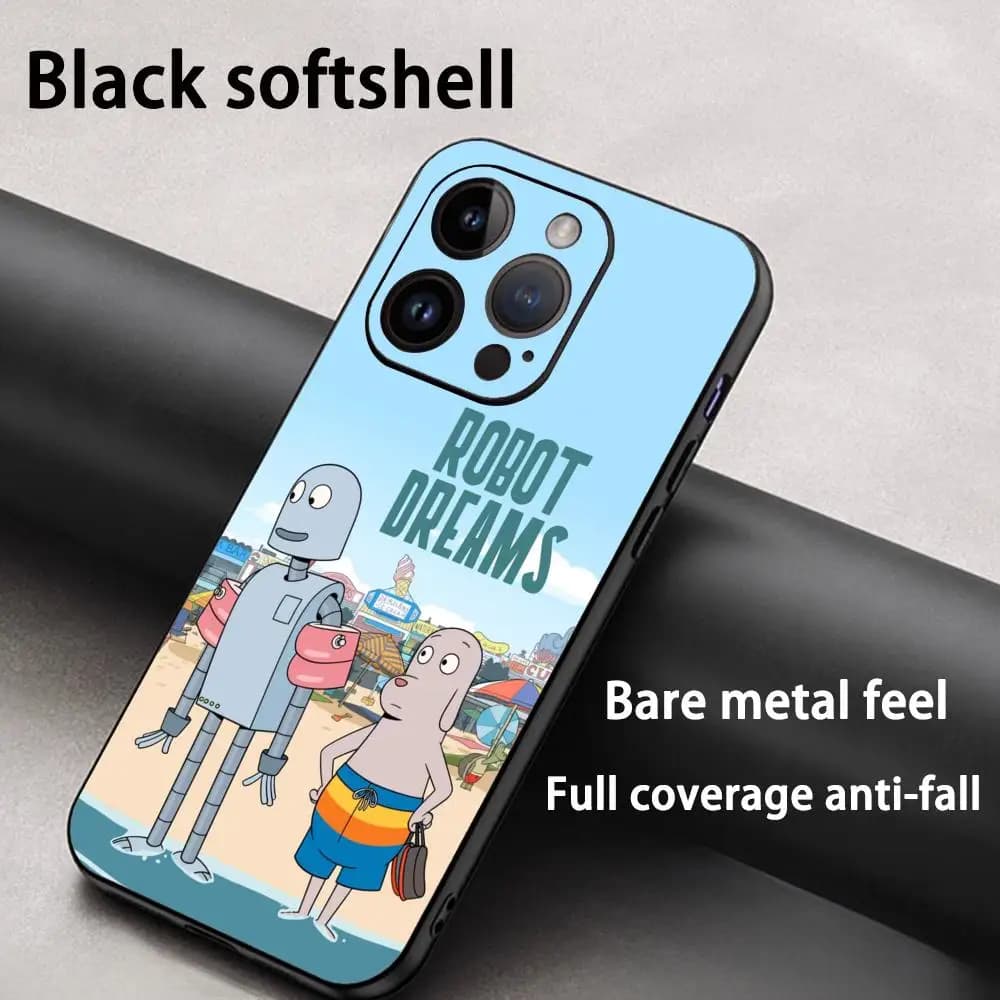 Robot dreams feel-good animated movies Phone Case For iPhone 17 16 15 14 13 12 Plus Mini Pro Max Soft black Shockproof Cover