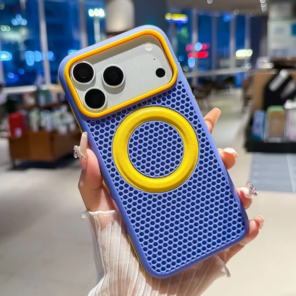 Fashion Dopamine 3D Honeycomb Cooling Magnetic Phone Case For iPhone 18 Pro Max 17 16 15 14 13 For Magsafe Shockproof Cover
