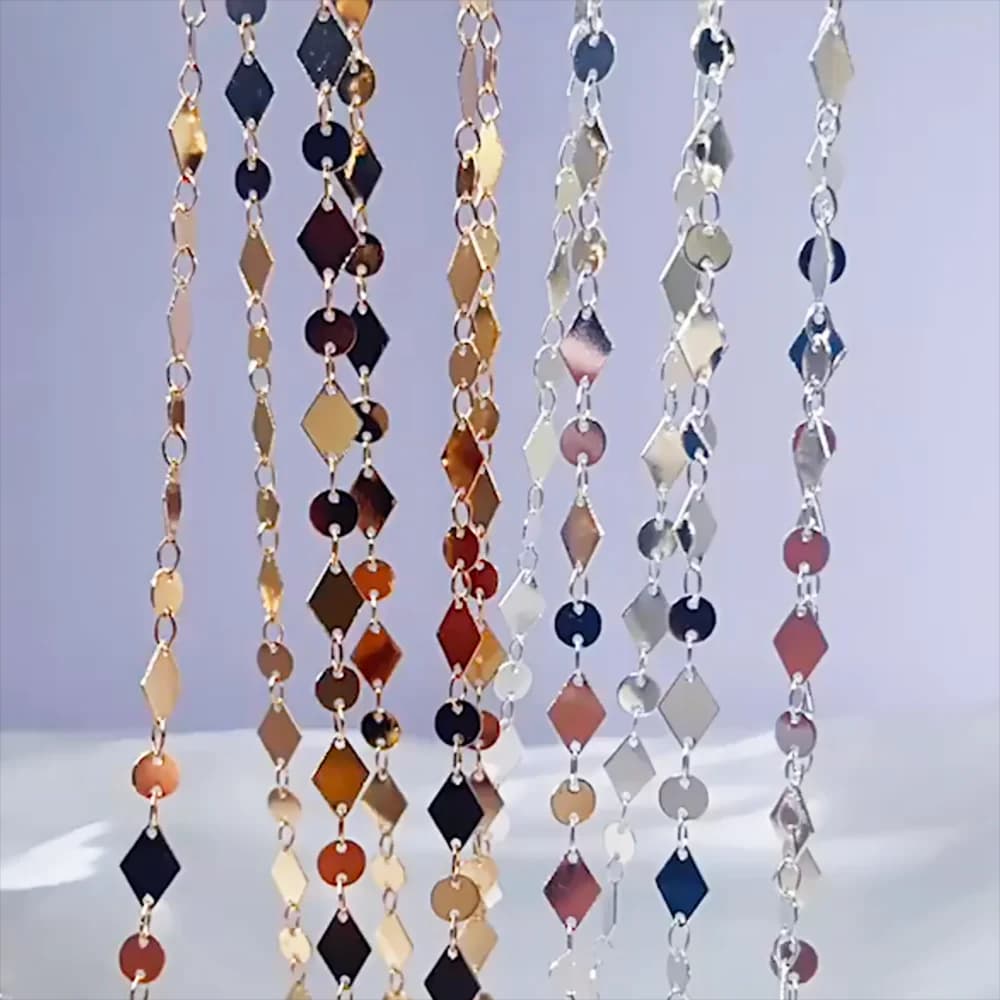 2 metri 1 metro Rhombus Disc Link catene rotonde con ciondoli con paillettes catene per collana bracciale orecchini fatti a mano creazione di gioielli fai da te