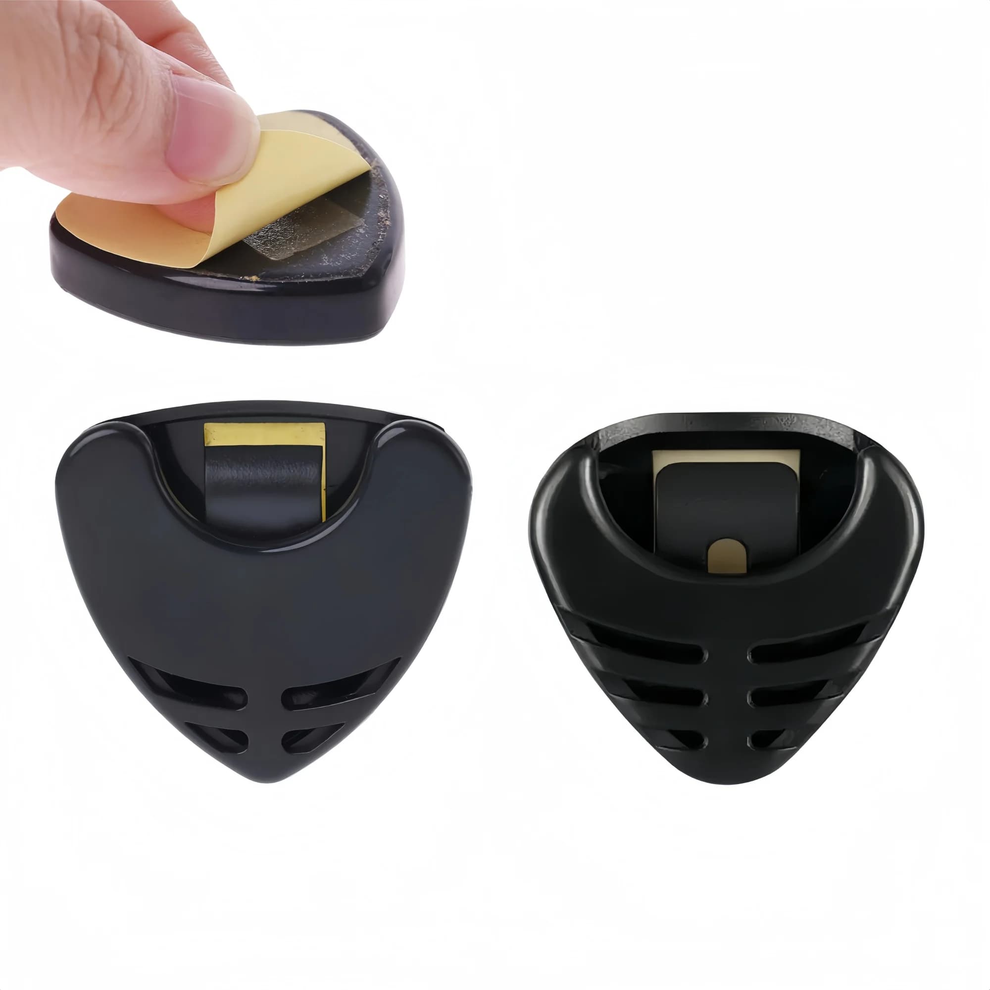 Miwayer 1/5/10Pcs Guitar Pick Holder Plastic Plectrum Case Mediator Quick Storage Self Adhesive Triangle Shape for Guitarist