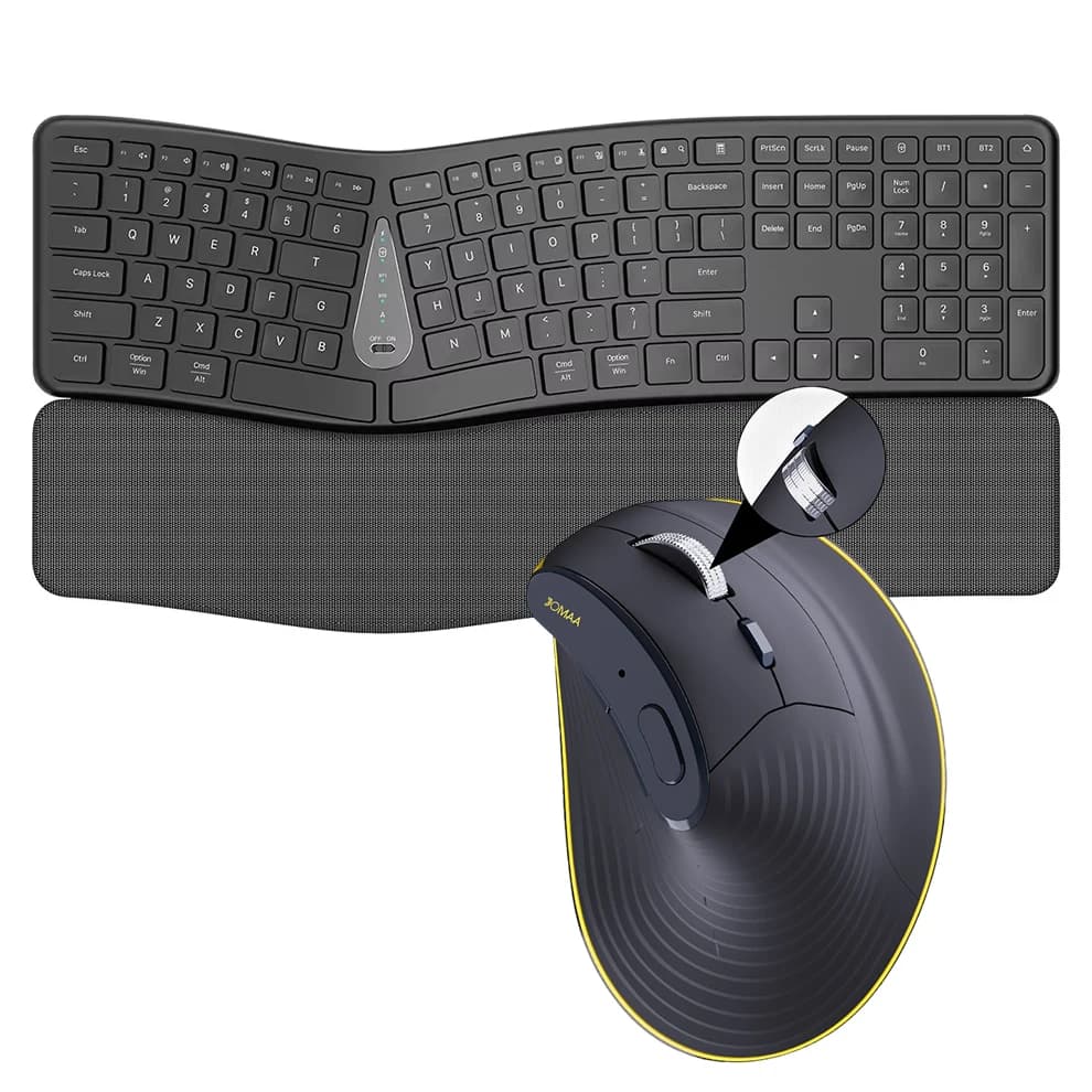 2.4G wireless keyboard and mouse combination, comfortable natural type, dust rest, multi-device Bluetooth rechargeable keyboard set