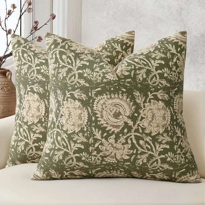 1pc French Country Floral Decorative Cushion Cover, 2D Print Polyester Pillow Case for Sofa Bed Car Office Home Decoration