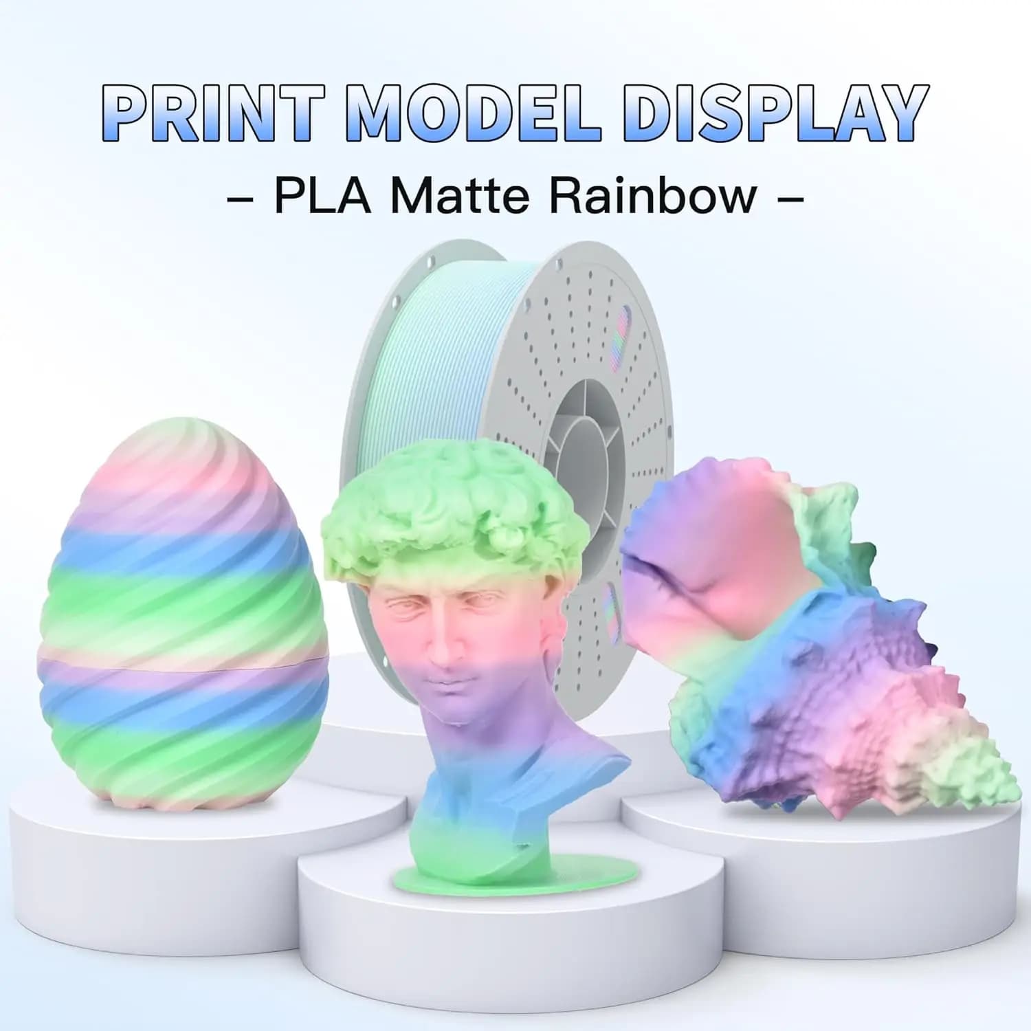 Filament PLA Rainbow for 3D Printer 1.75mm, Multicolor Cangiant, Dimensional Accuracy +/- 0.02mm, 1 KG Opaco Rainbow