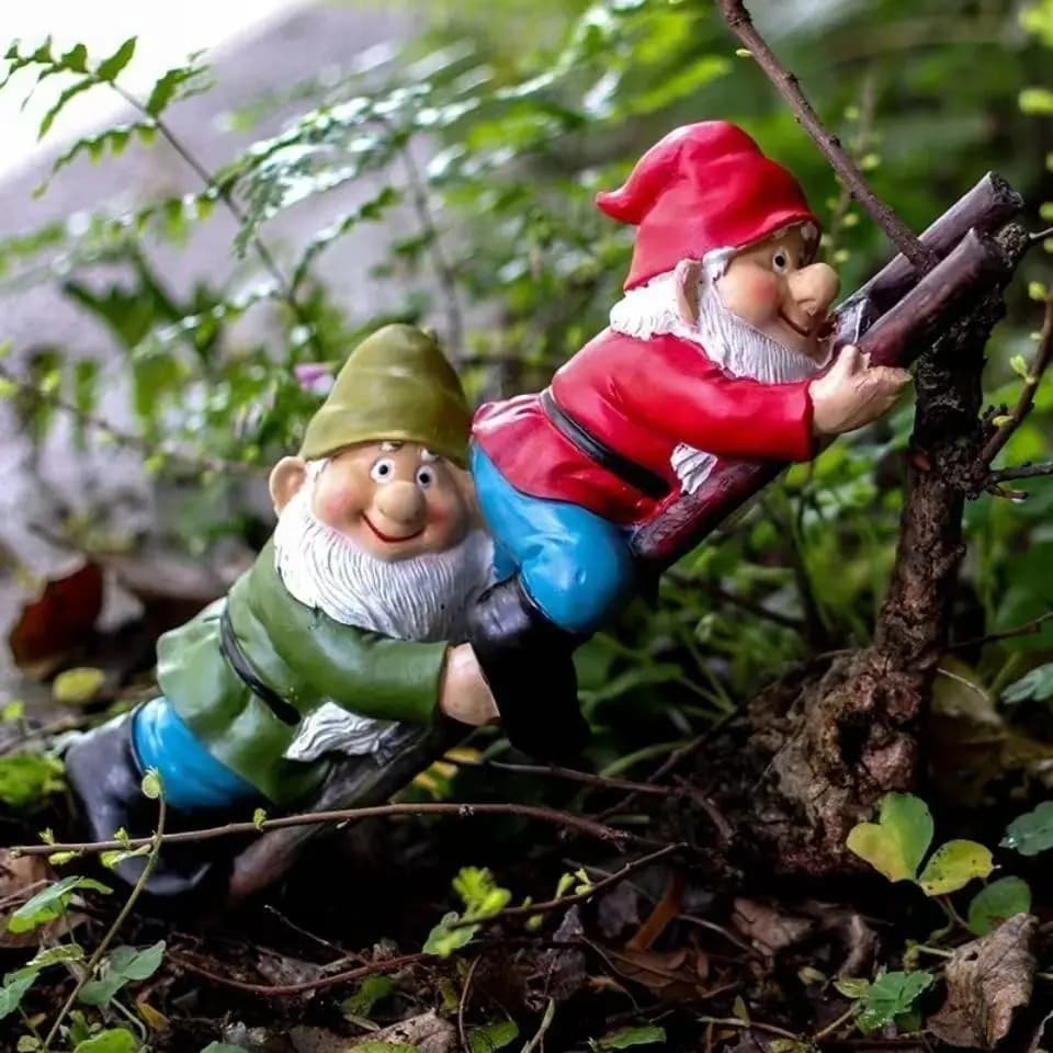 Decorazione da Giardino: Ornamento Babbo Natale, Elfo, Gnomo, Scala per Vaso di Fiori, Ornamento in Resina per Paesaggistica e Giardinaggio