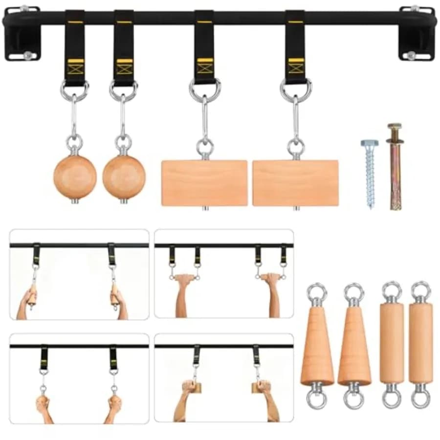 Wall Mounted Pull Up Bar for Home Gym, Steel Black Door Frame Chin Up Bar with Heavy-Duty Mounting Hardware for Secure Pullups