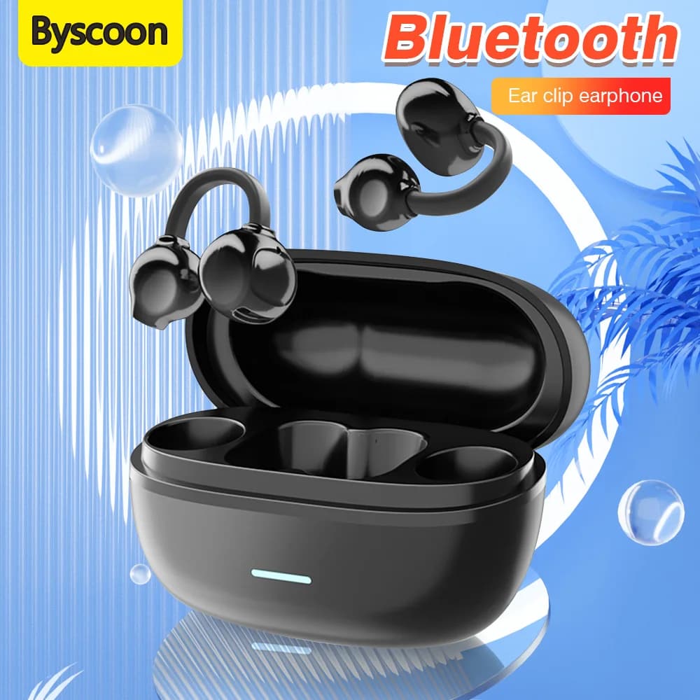 Auricolare wireless con clip per l'orecchio Bluetooth 5.4 Auricolari non intrauricolari ENC con riduzione del rumore Chiamata HD Gioco sportivo Auricolare universale