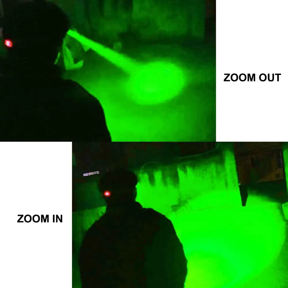 D2 Verde/Rosso/UV Lampada frontale a LED Lampada frontale zoomabile Torcia 4 modalità Faro Ricarica USB Pesca Caccia Campo Torcia elettrica