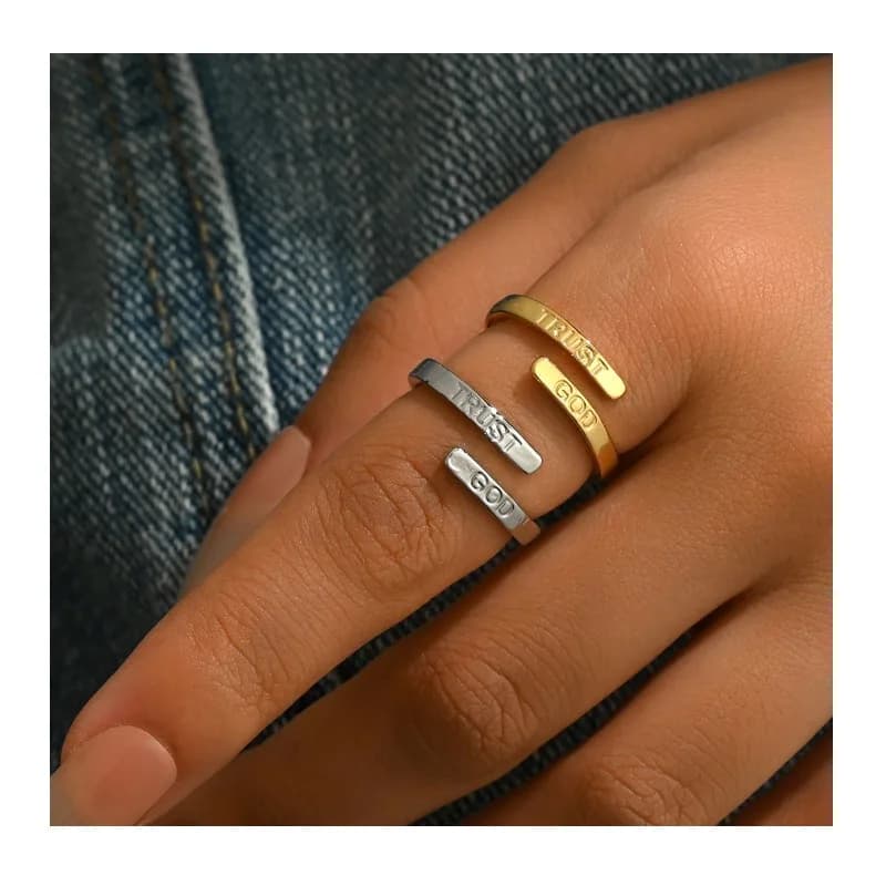 Anelli da Donna di Tendenza, Design Geometrico Regolabile, con Lettere, Anello per Coppia, Versatile per Dito Indice