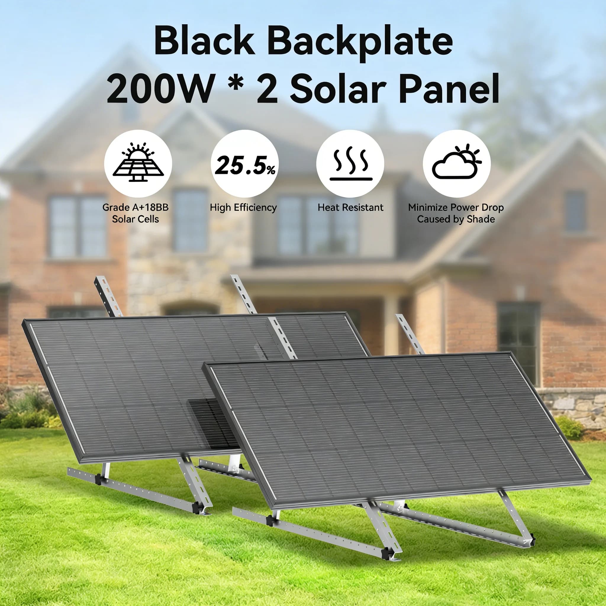 RVPOZWER 200W Solar Panel 12 Volt Monocrystalline Solar Panel 18BB Cells High Efficiency Module RV Marine Boat Caravan Off Grid