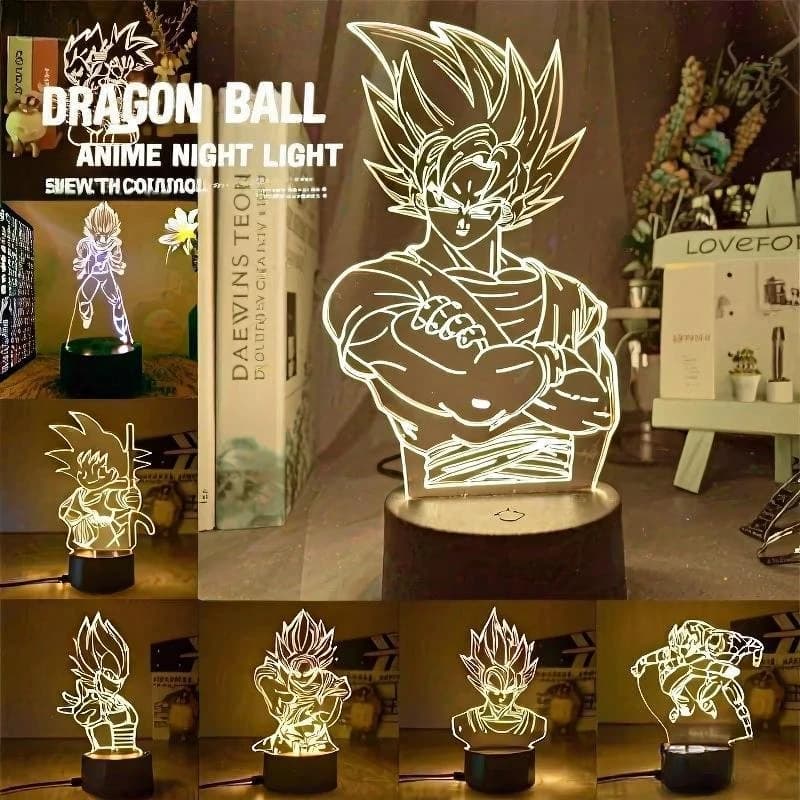 Dragon Ball Z Super Saiyan Vegeta Goku Jiren Broly 3D LED Night Light Warm White Table Lamp Action Figure Toys Gifts