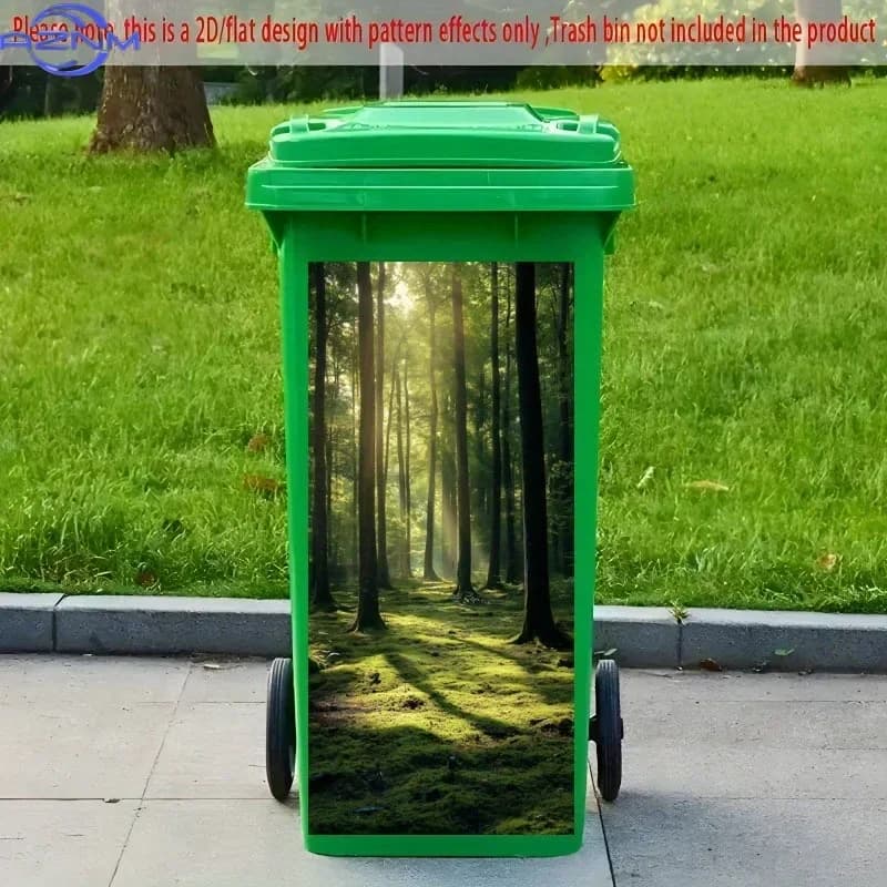 No Residue 2D Print Bin Decal Self-Adhesive Waterproof Trash Can Sticker for Home Decor