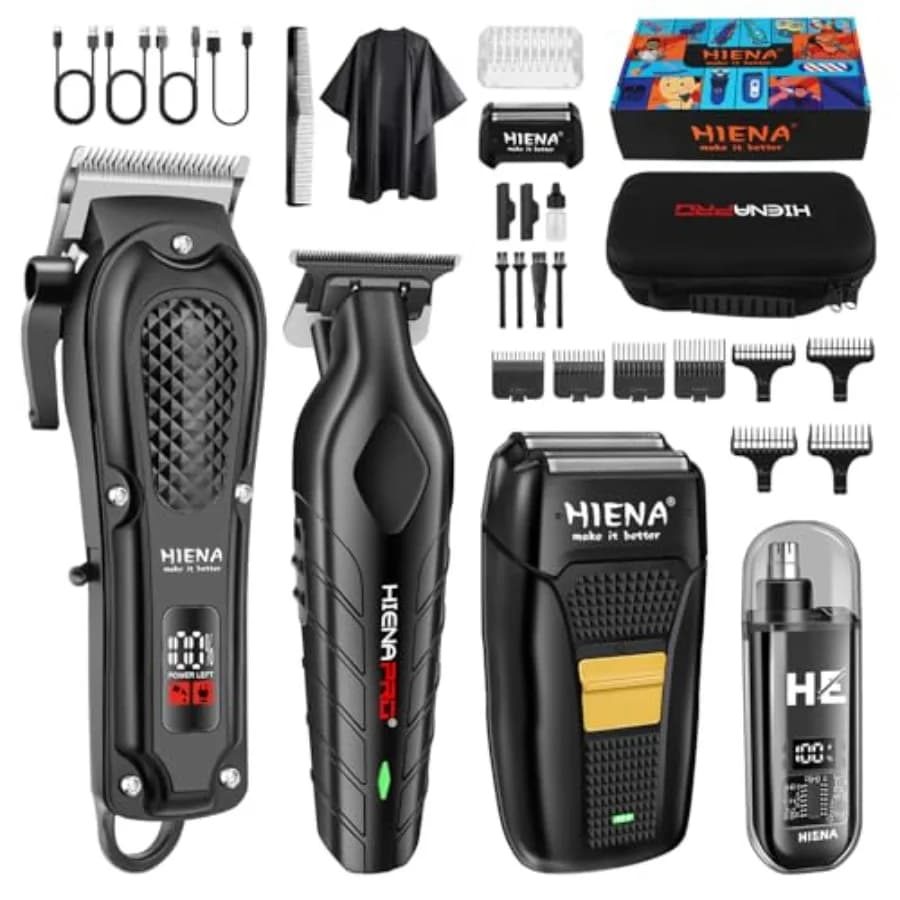 Professional Hair Clipper Set for Men Cordless Barber Clippers Set and Trimmer Kit Electric Beard Trimmer and Nose Trimmer Kit