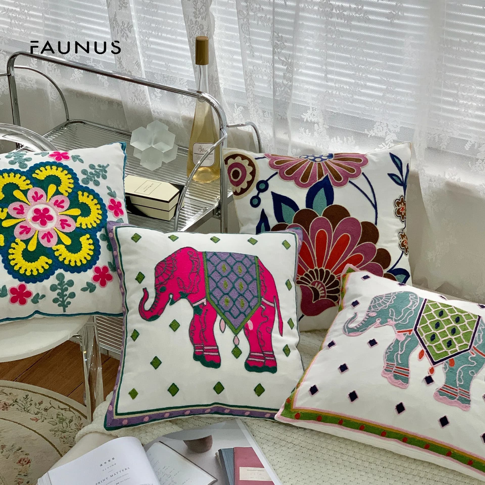 Plant flower embroidery pillow cover living room sofa pillow towel embroidery cushion cover