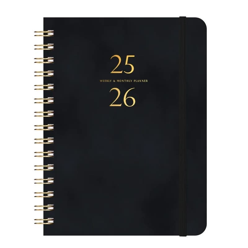 Agenda del 2025, agenda settimanale e mensile Rilegatura a spirale del 25 al 26 giugno Libro di pianificazione del calendario del 2025 con copertina rigida con schede
