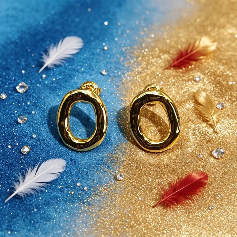 Elegant Gold Open Oval Stud Earrings for Women