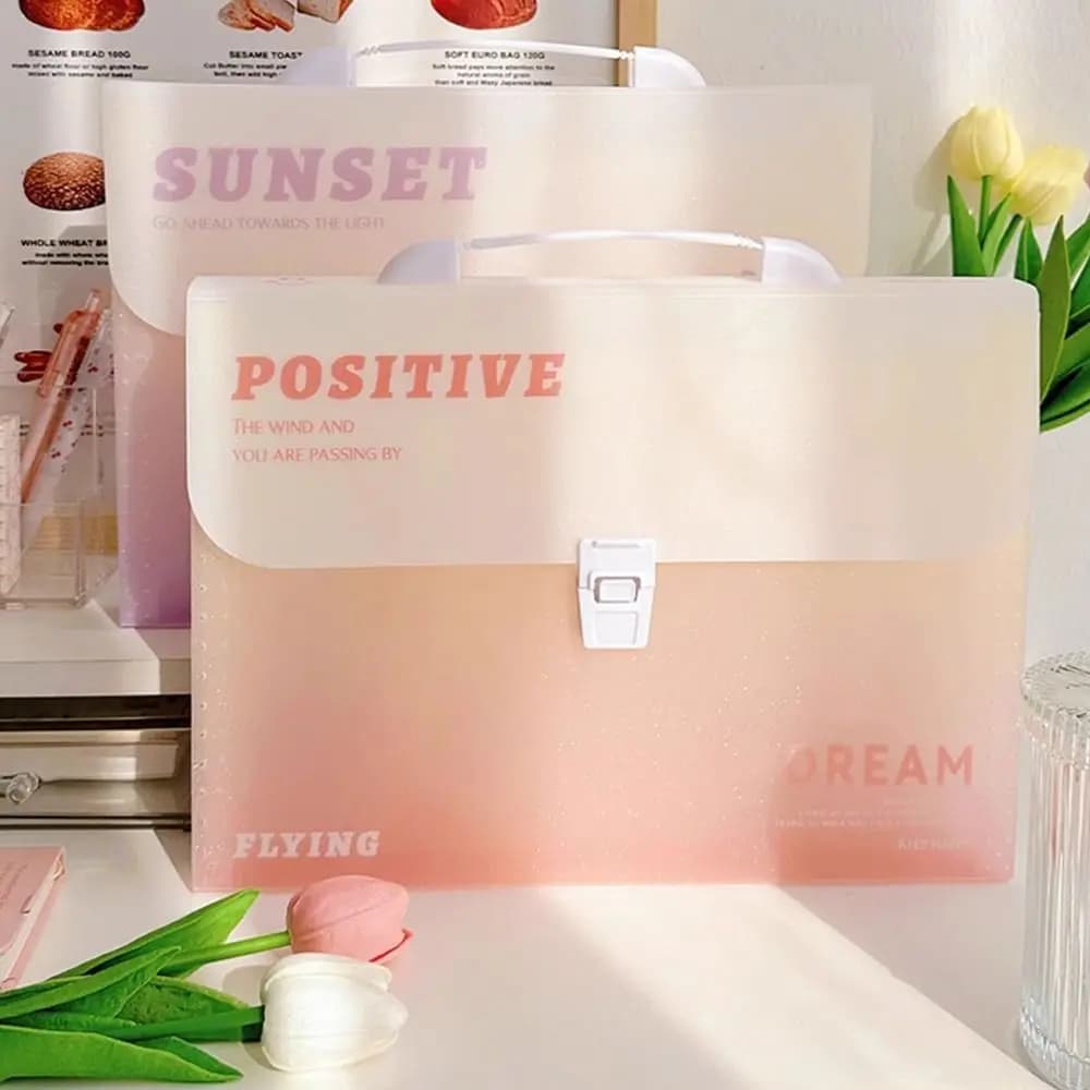 Cartella Portadocumenti Semplice a 12 Tasche A4, Impermeabile, Colore Sfumato, Borsa Organizzativa Portatile, Busta per Archiviazione Classificata, per Scuola e Ufficio