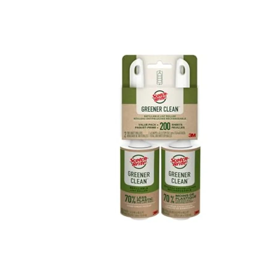 Greener Clean Rullo Levapelucchi Doppio Confezione 100 Fogli Riutilizzabili per Vestiti, Mobili e Peli di Animali Domestici in Bianco con Rimozione Sostenibile dei Pelucchi