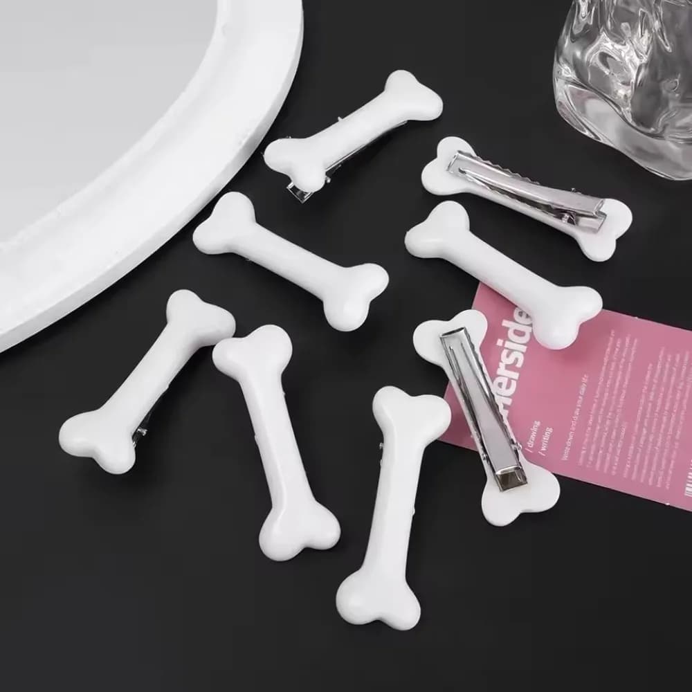 Y2K Fermaglio per capelli in osso bianco Forcine carine Ragazza Moda Ossa di cane Fermagli per capelli Decorazione Forcine Barrettes Accessori all'ingrosso