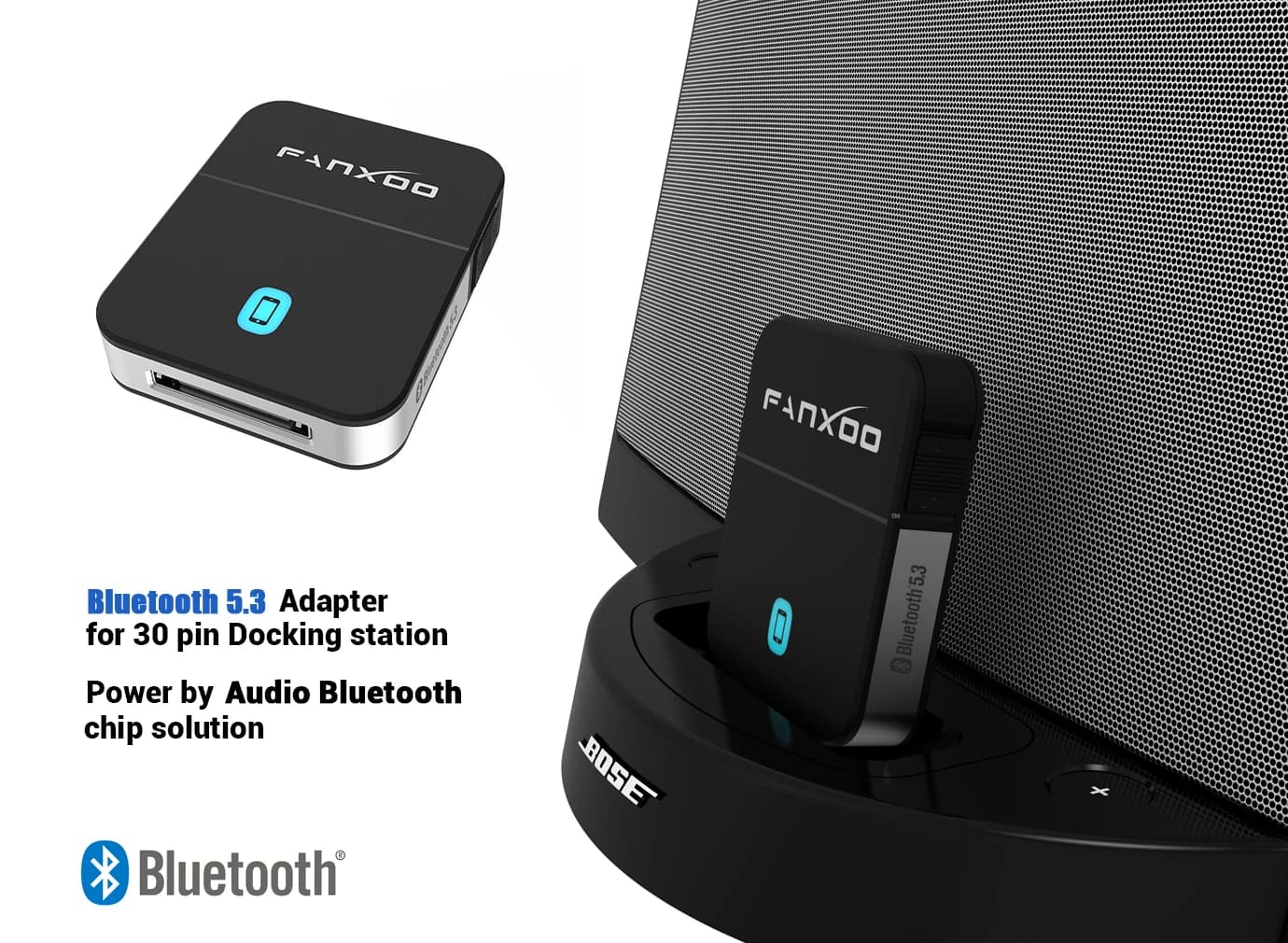 Fanxoo 30 Pin Adattatore Bluetooth 5.0 Audio Mini Ricevitore Bluetooth Per Bose Sounddock JBL YAMAHA IPhone IPod Jack Altoparlante Analogico