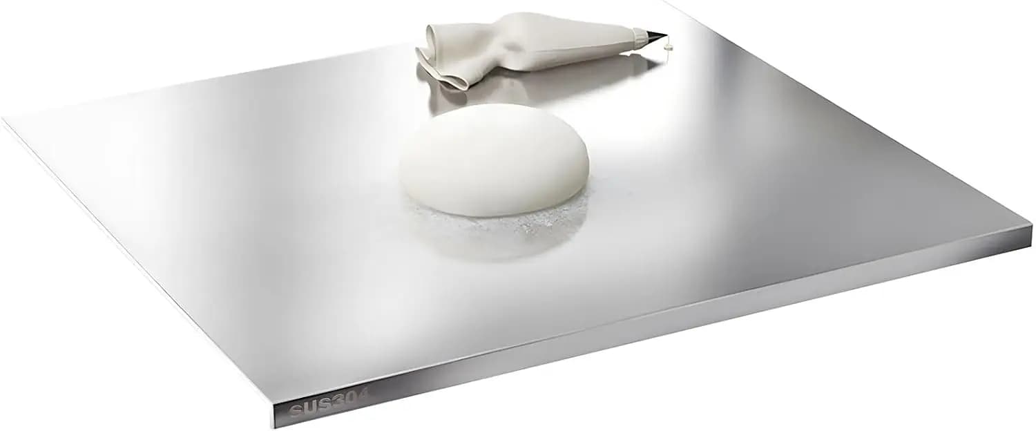 304 Stainless Steel Cutting Board with Lip, Non-Slip Silicone Pad, 19.6x23.6x0.06in, Easy Clean